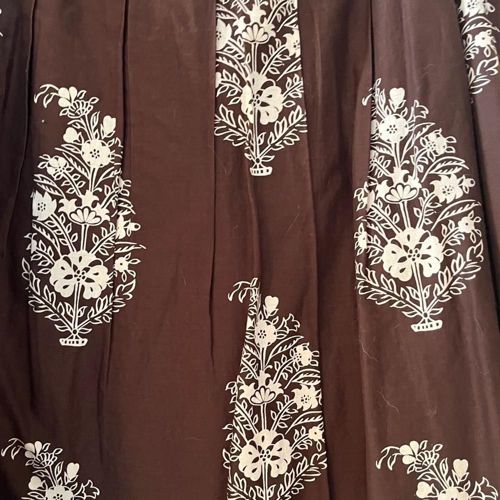 Jones New York Brown & Cream A-Line Pleated Skirt Boho Style - Picture 4 of 4